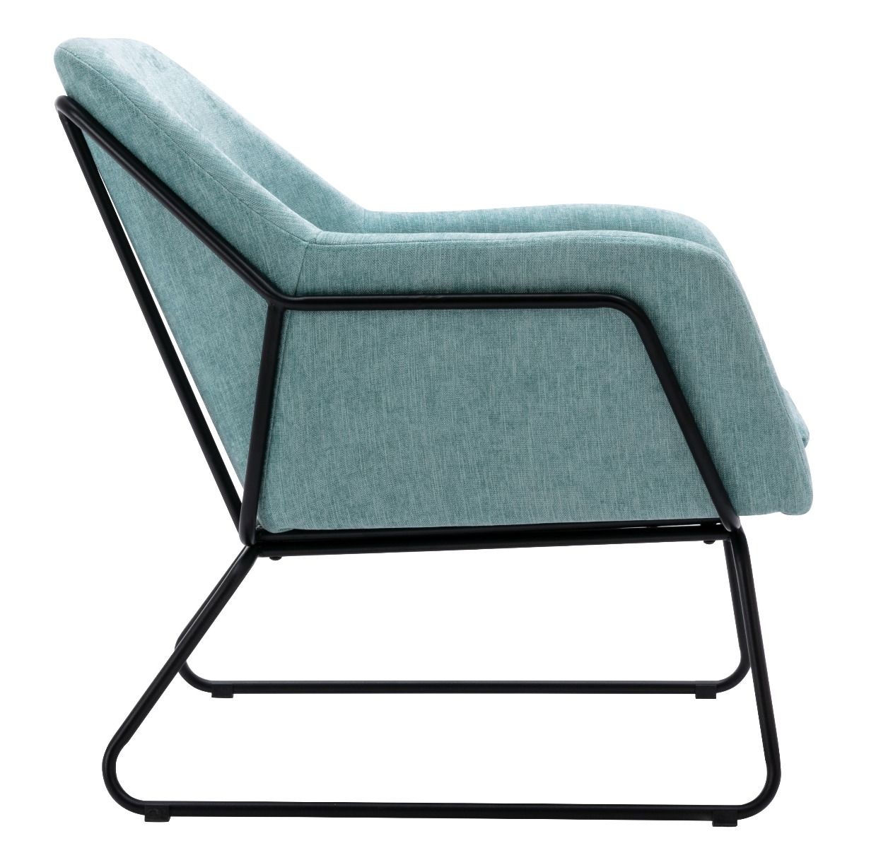 Blue Linen Armchair Lounge Chair Accent Retro Armchair Sled Base