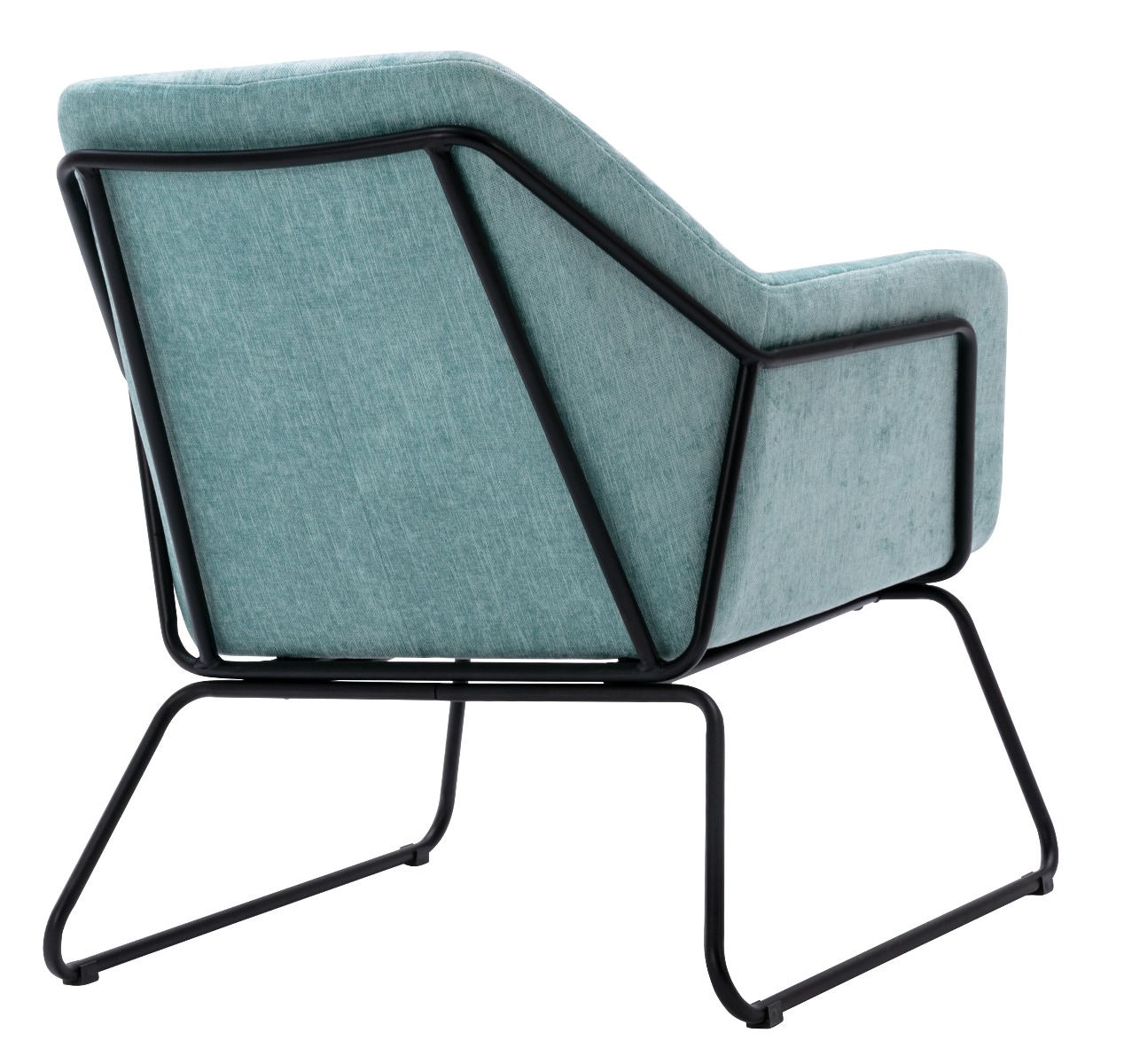 Blue Linen Armchair Lounge Chair Accent Retro Armchair Sled Base