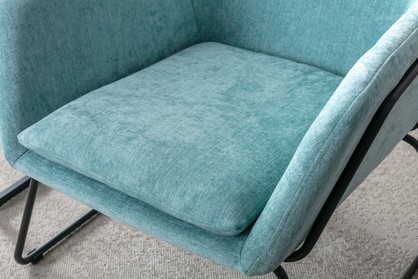 Blue Linen Armchair Lounge Chair Accent Retro Armchair Sled Base
