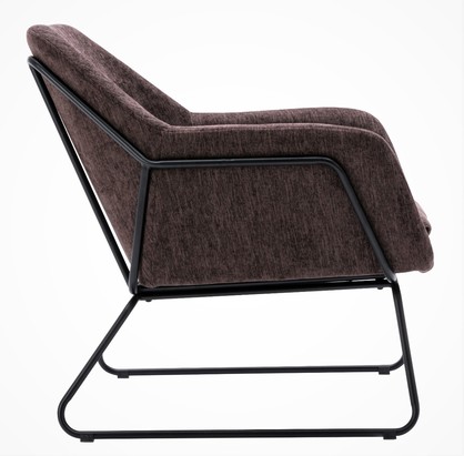 Black Brown Linen Armchair Lounge Chair Accent Retro Armchair Sled Base