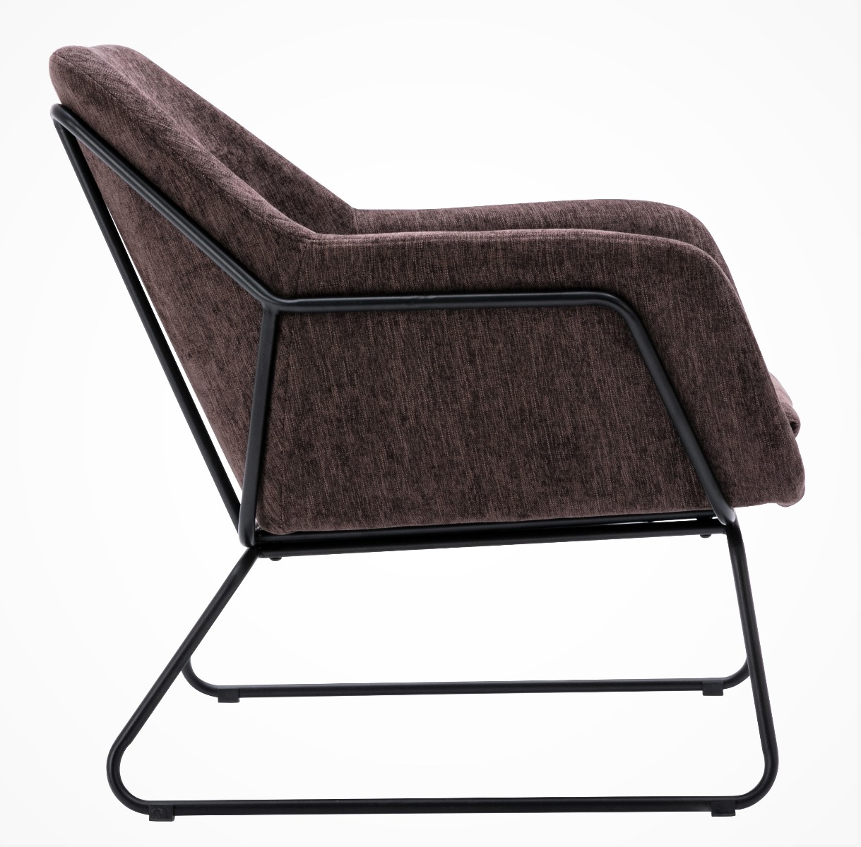 Black Brown Linen Armchair Lounge Chair Accent Retro Armchair Sled Base