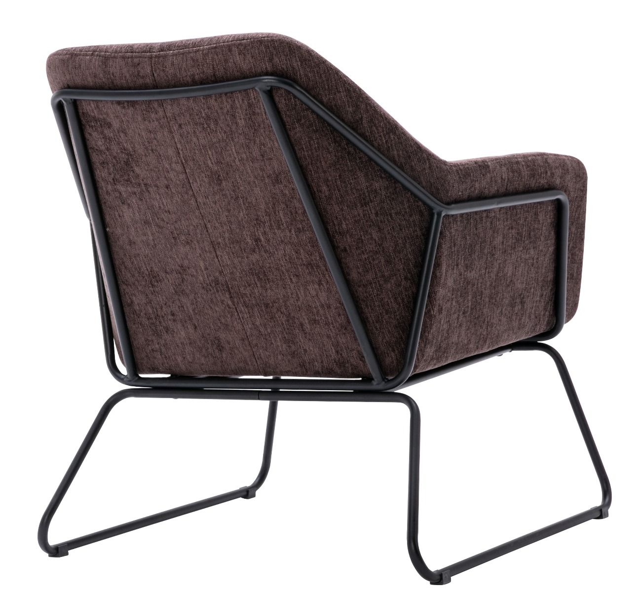 Black Brown Linen Armchair Lounge Chair Accent Retro Armchair Sled Base