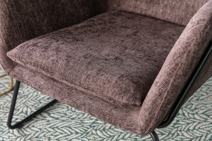Black Brown Linen Armchair Lounge Chair Accent Retro Armchair Sled Base