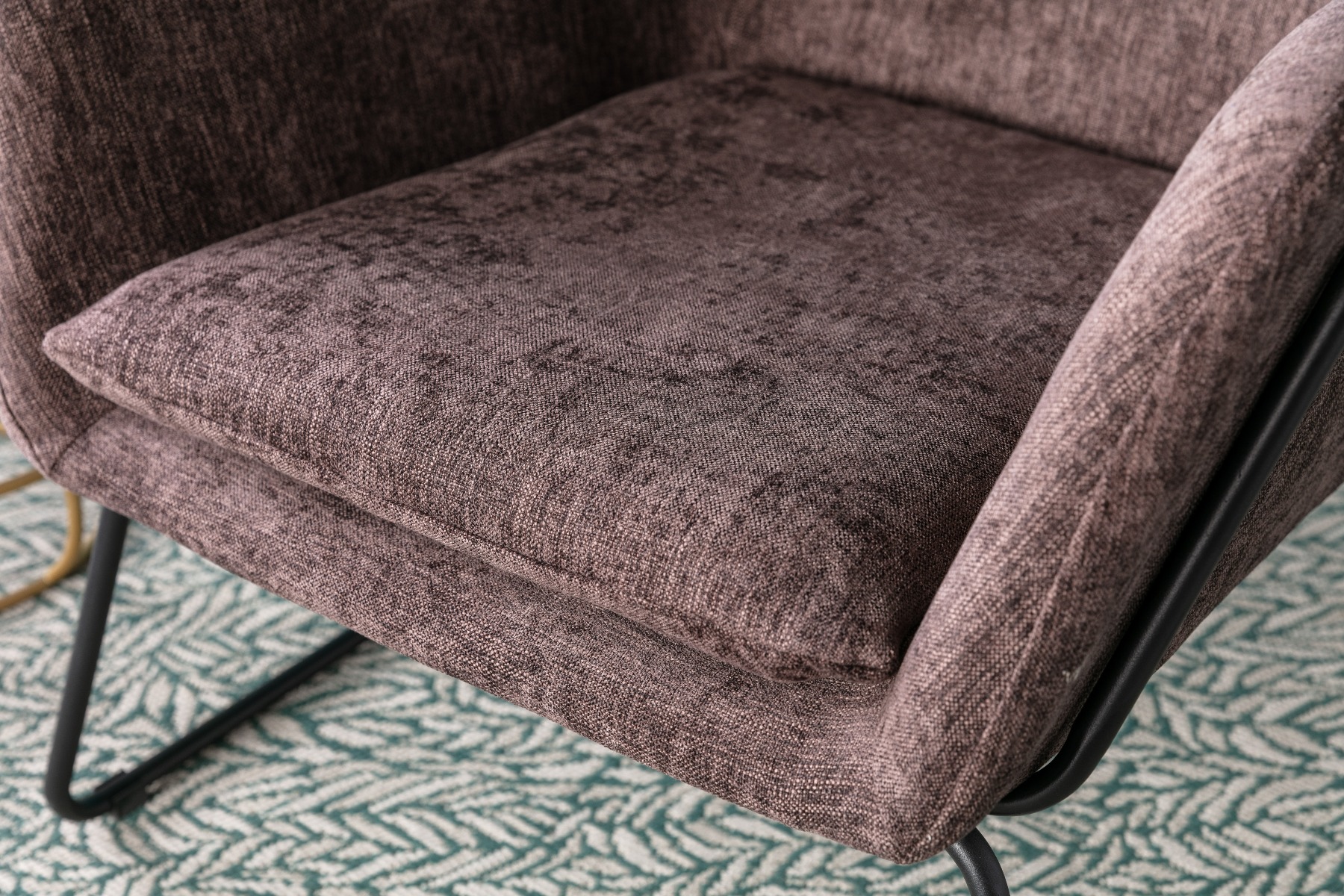 Black Brown Linen Armchair Lounge Chair Accent Retro Armchair Sled Base