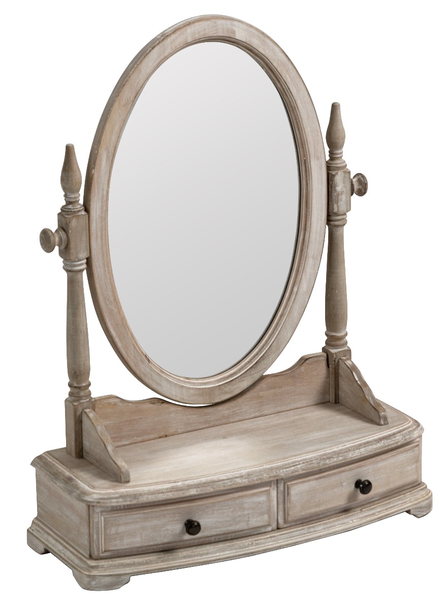 French Provincial Wash White Dressing Unit with Mirror