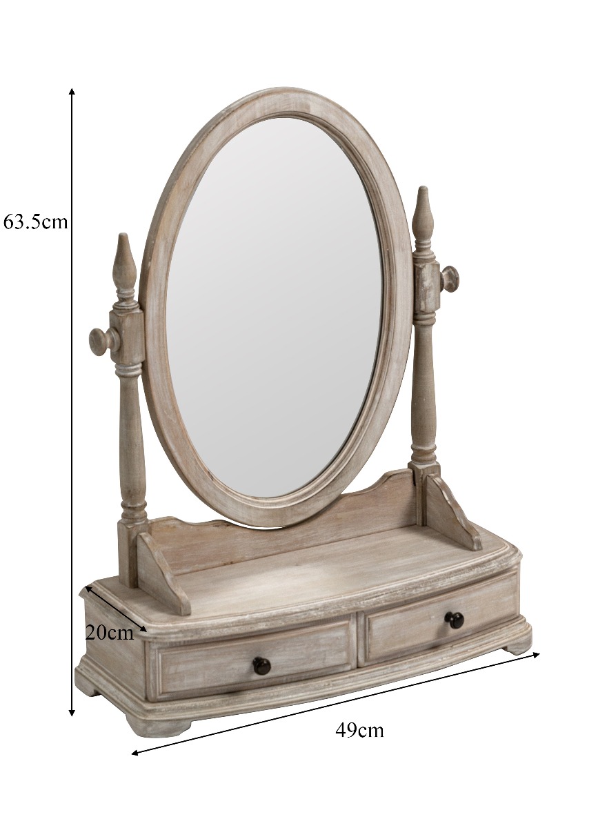 French Provincial Wash White Dressing Unit with Mirror