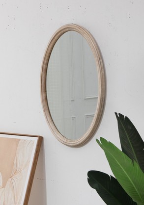 French Provincial Oval Mirror in Wash White