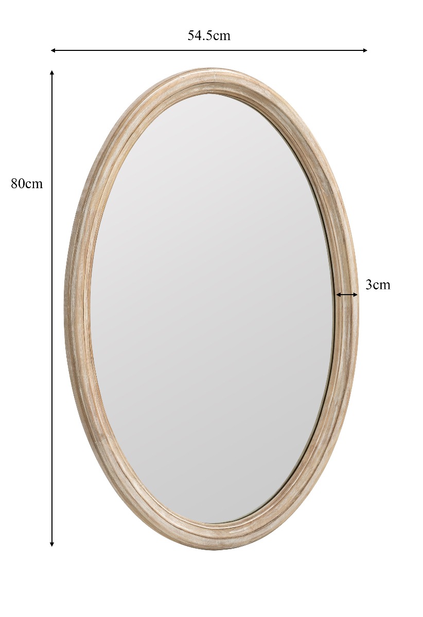French Provincial Oval Mirror in Wash White