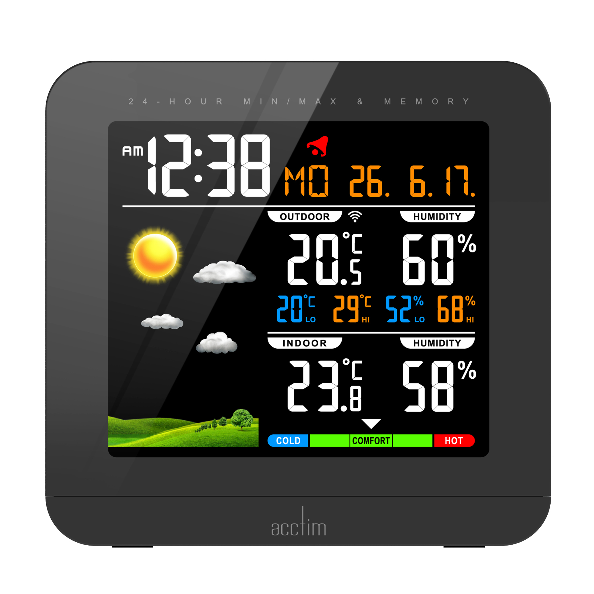 Acctim 'Wyndham' Colour Weatherstation clock in Black