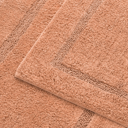 Tufted Bath Mat 2pc set Dusky Coral Race Track 100% Cotton 17"X24"/21"X34"