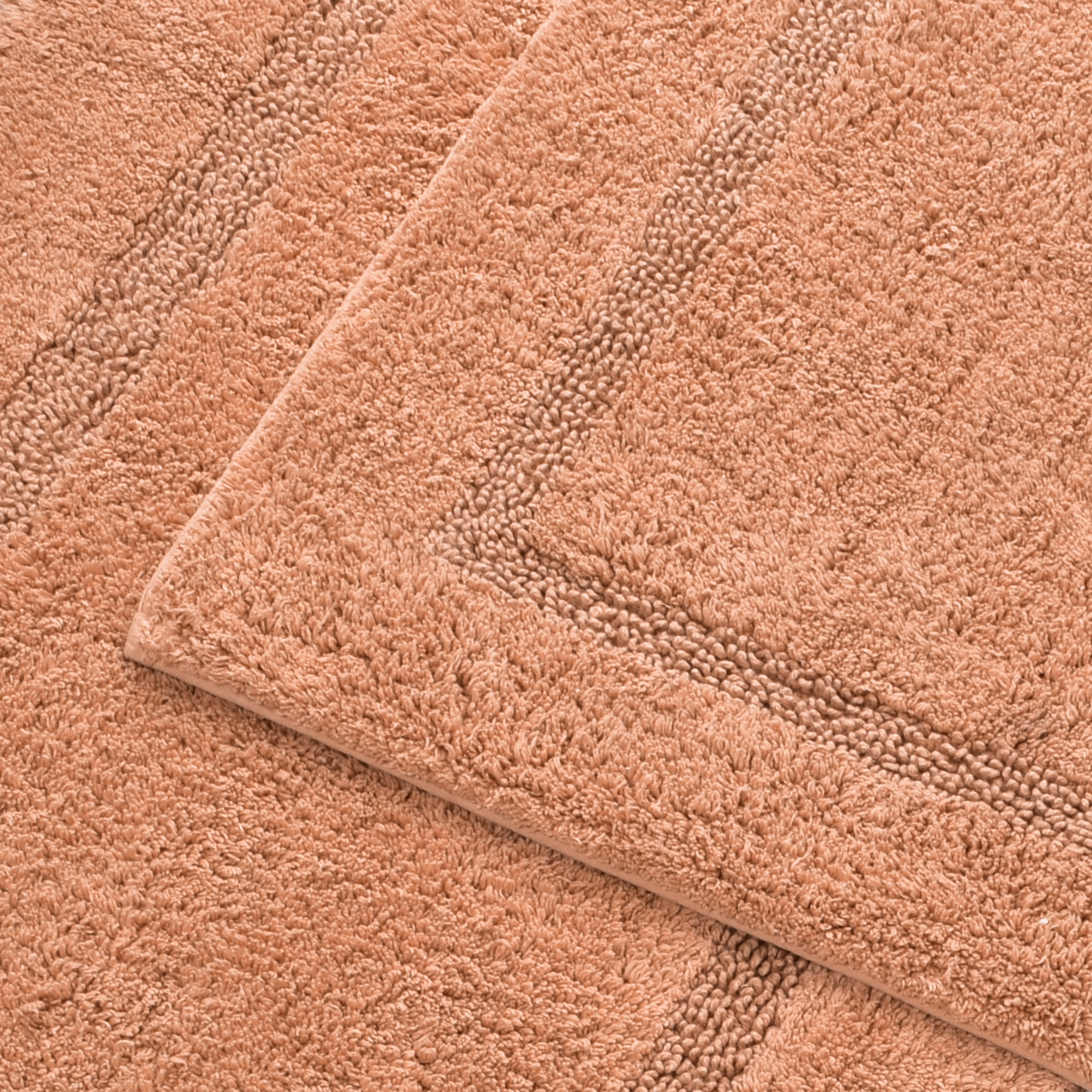 Tufted Bath Mat 2pc set Dusky Coral Race Track 100% Cotton 17"X24"/21"X34"
