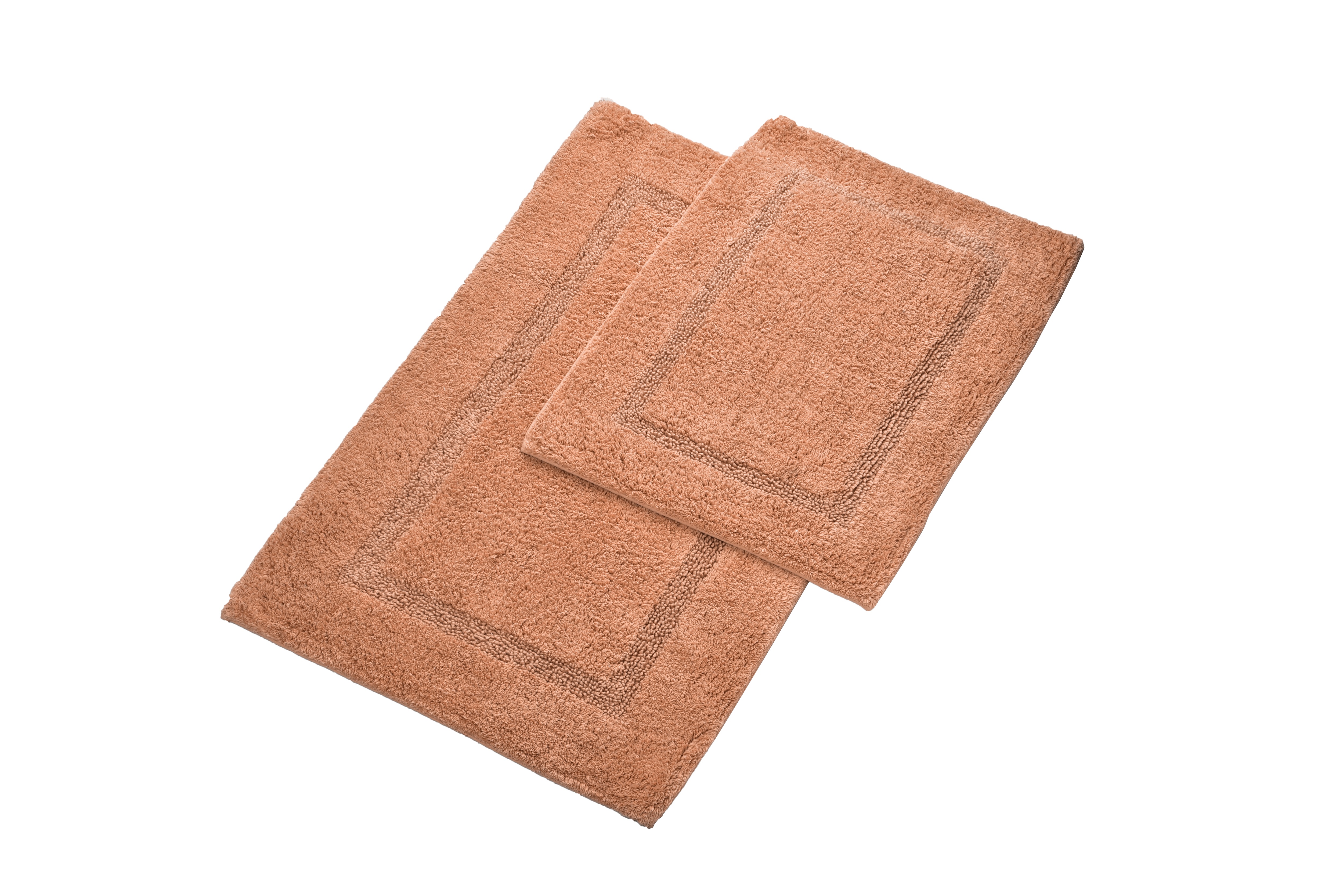 Tufted Bath Mat 2pc set Dusky Coral Race Track 100% Cotton 17"X24"/21"X34"