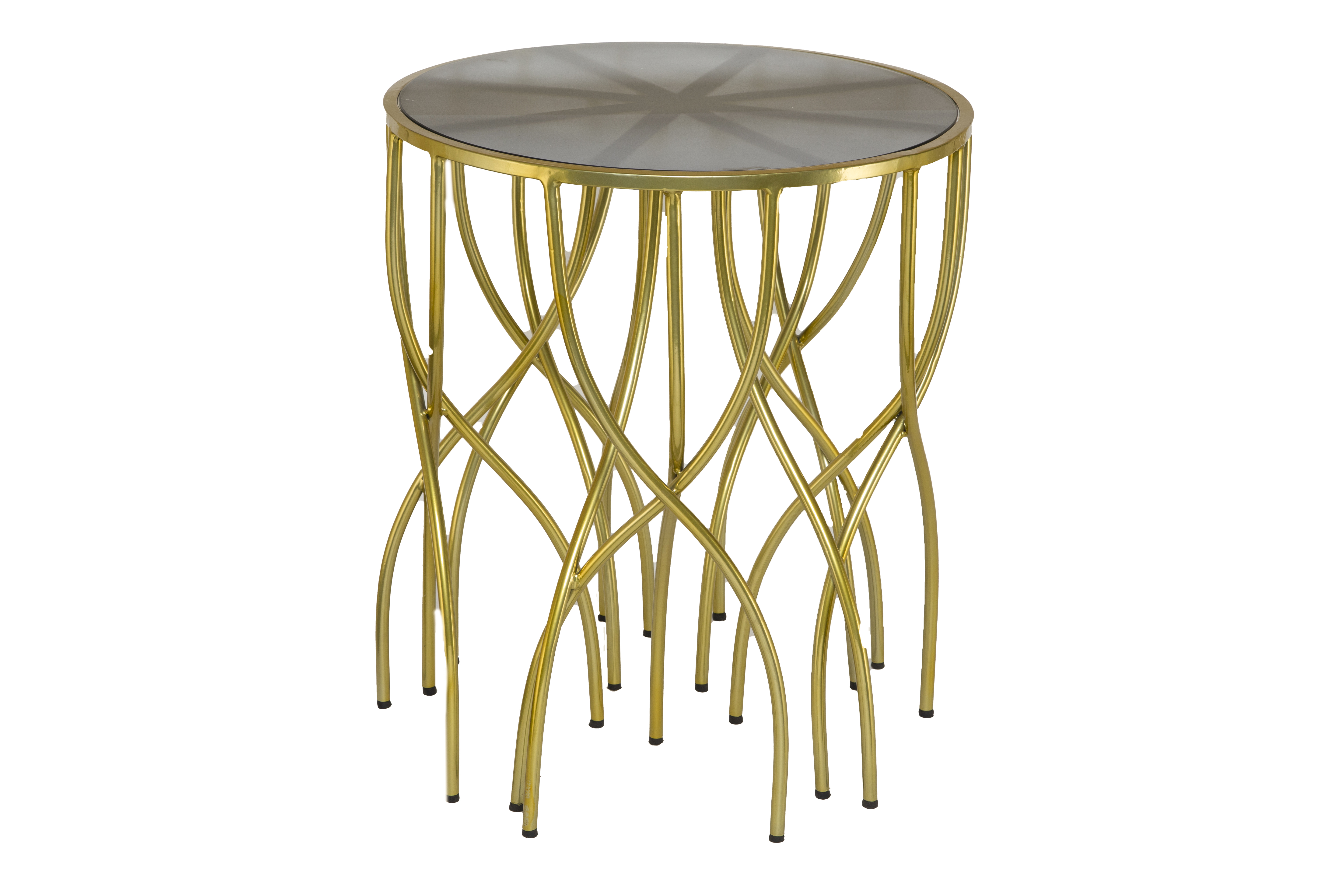 Spitiko Homes  Round Octopus Side Table Gold & Clear Glass/20 x 20 x 23