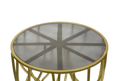 Spitiko Homes  Round Octopus Side Table Gold & Clear Glass/20 x 20 x 23