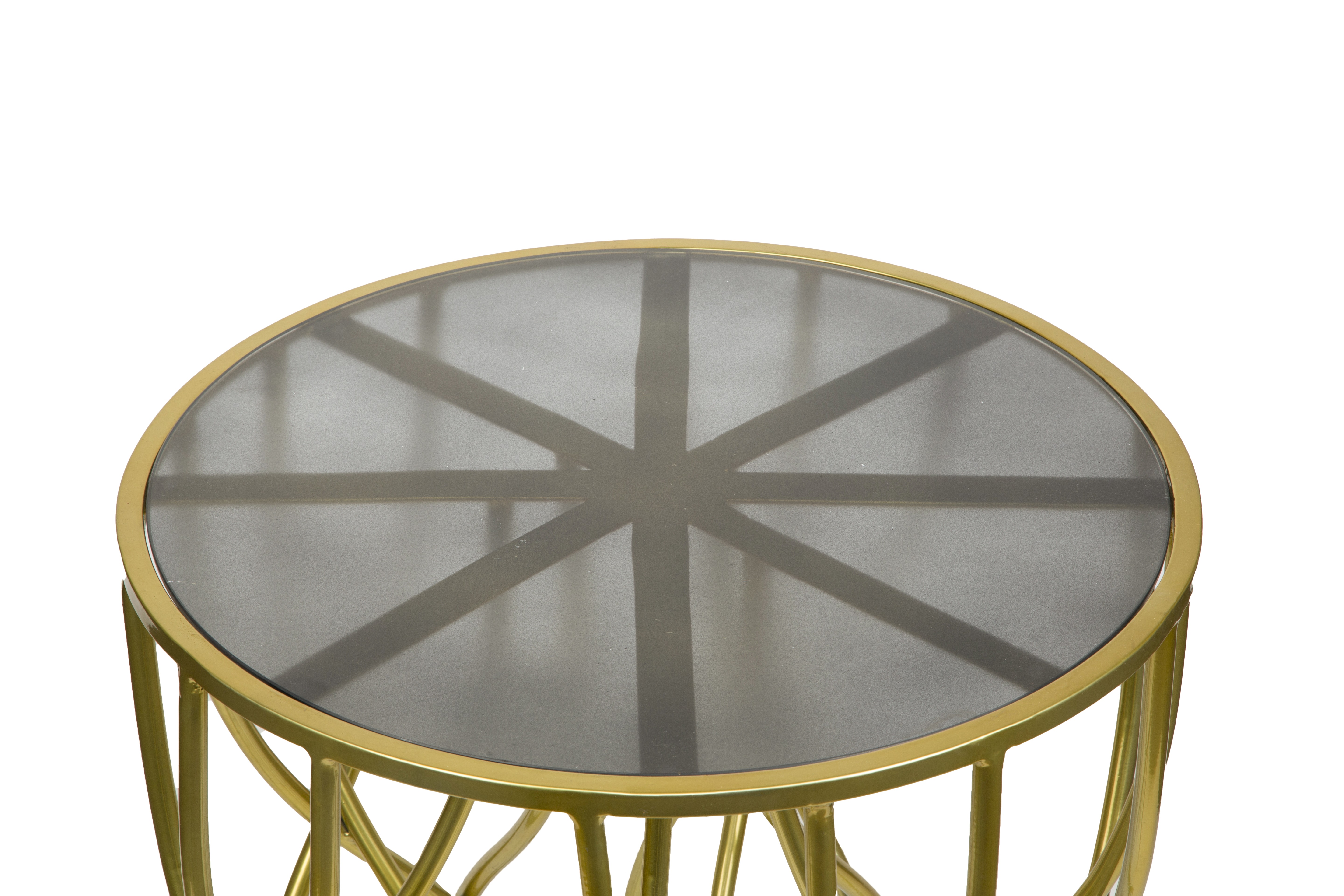 Spitiko Homes  Round Octopus Side Table Gold & Clear Glass/20 x 20 x 23