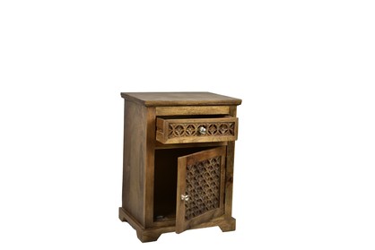 Spitiko Homes Solid wood Carving bedside table Natural  18 x 14 x 24