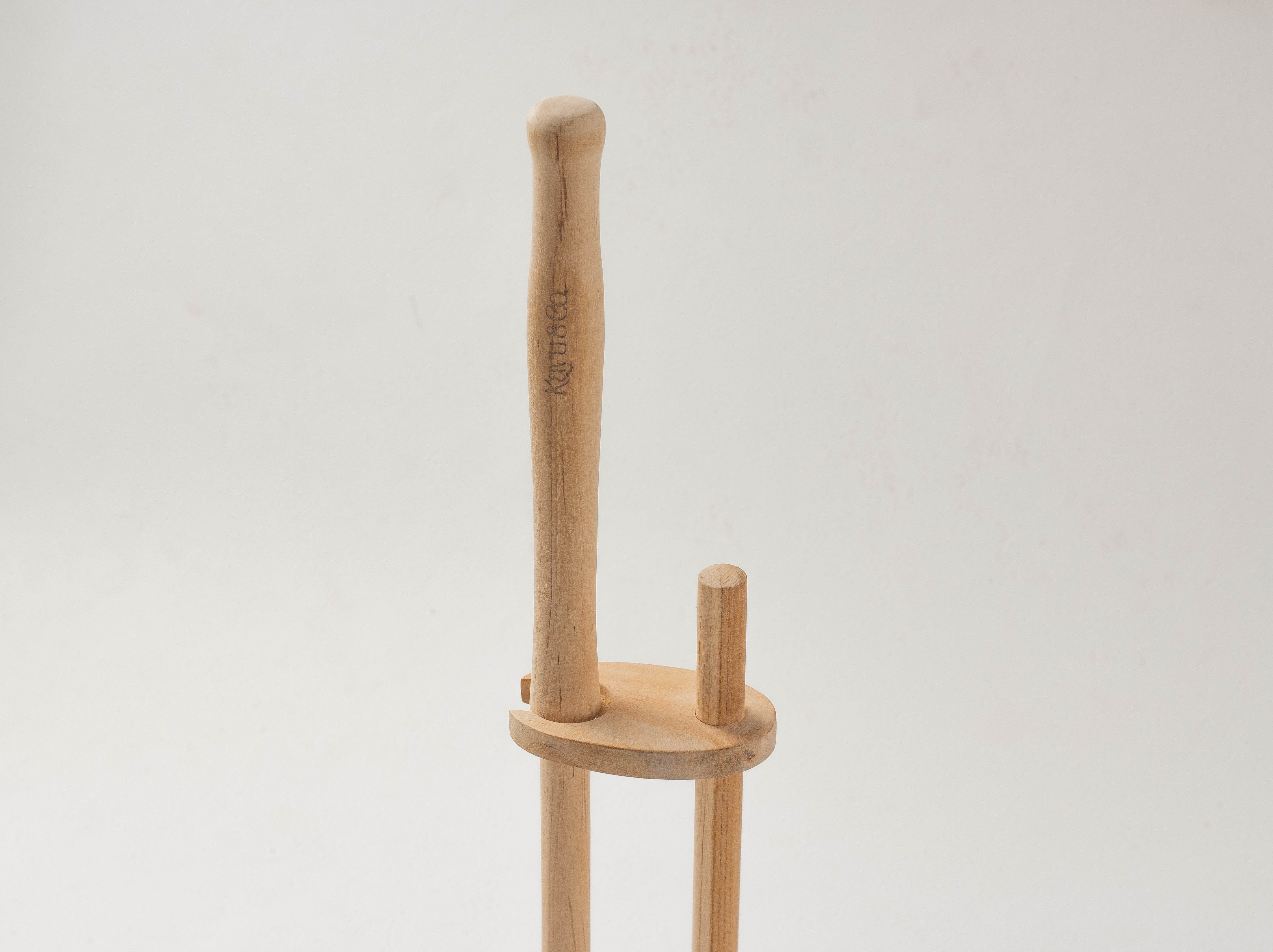 Teak Wooden Toilet Brush with Stand & Bowl
