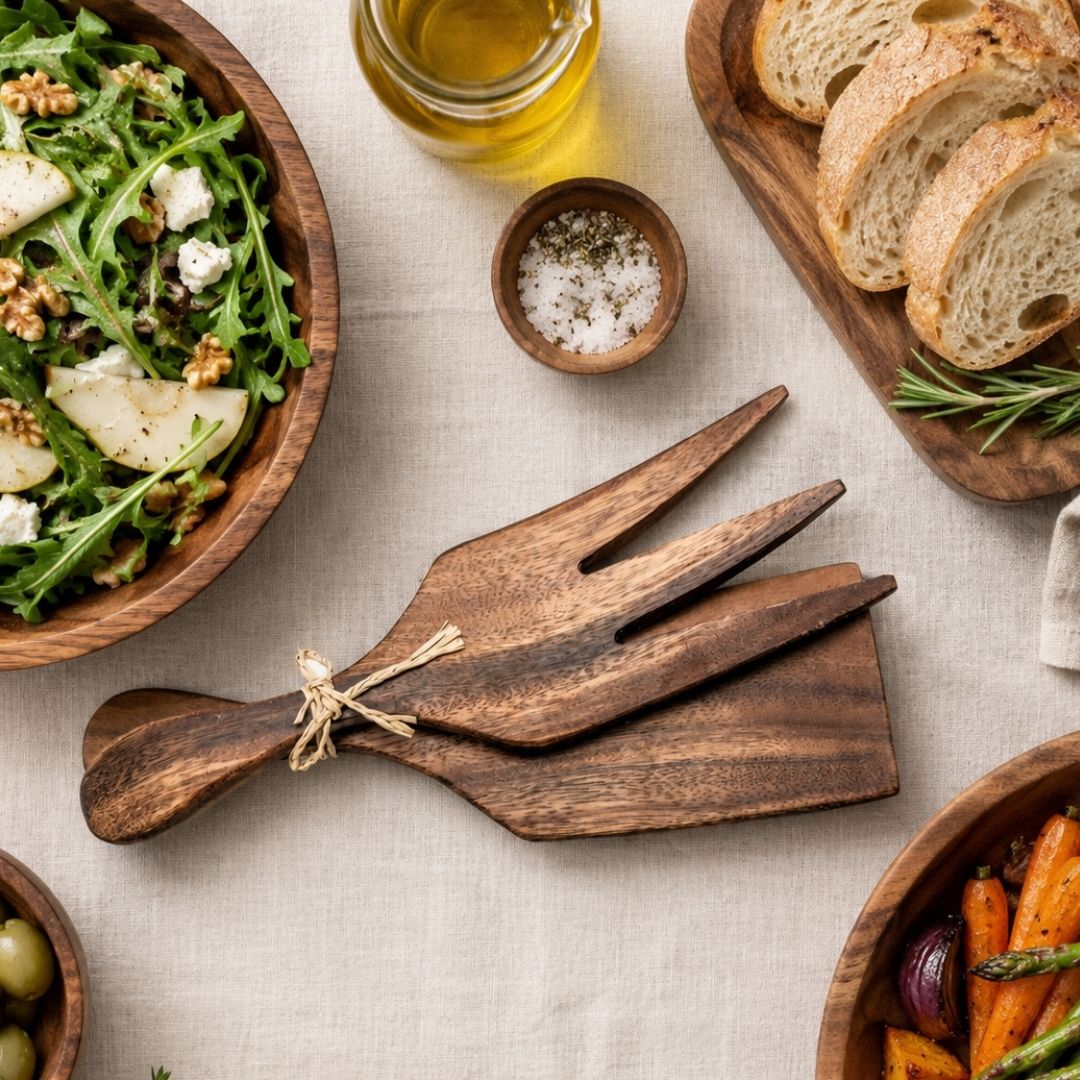 Acacia Fork & Turner Set