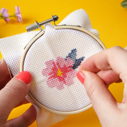 The Beekeeper Pink Flower cross stitch (12)