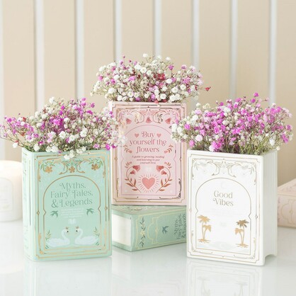 White book shaped vase