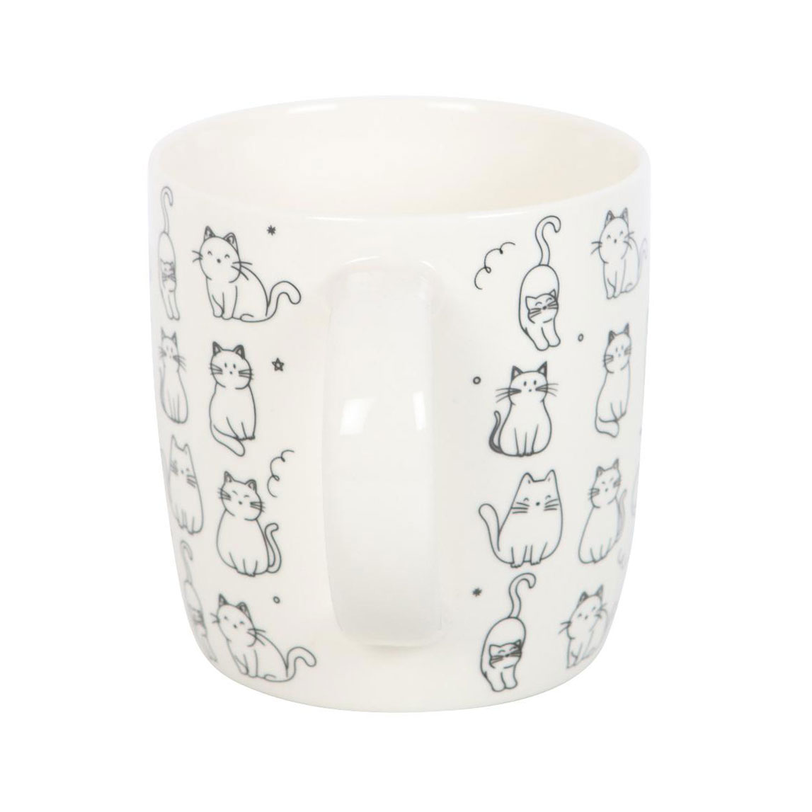 White Happy Cat Print Ceramic Mug