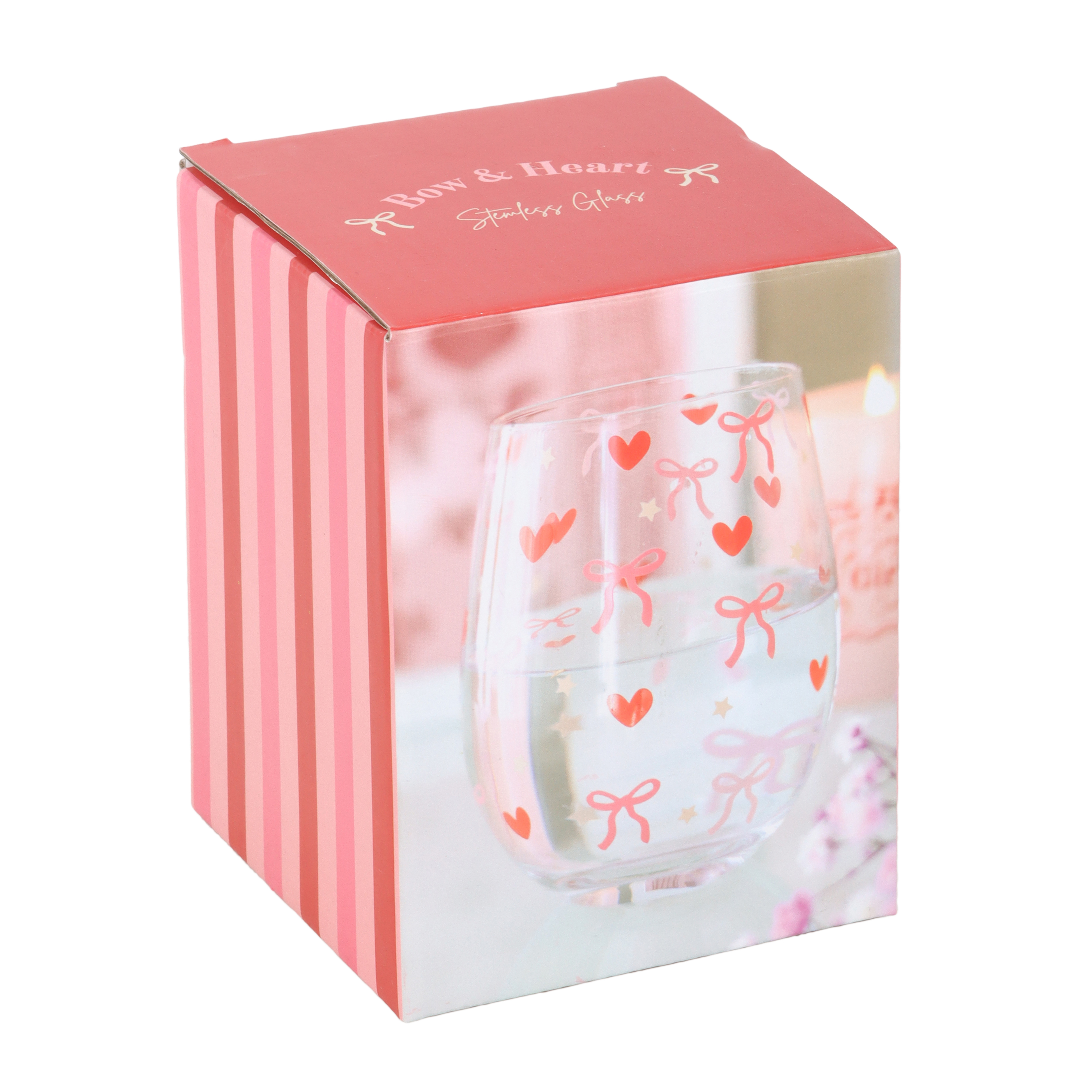 Bow Heart stemless glass