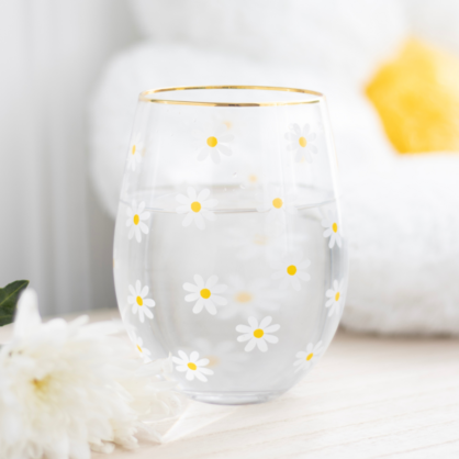 Springtime stemless wine glass