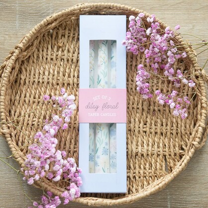 S/3 Blooming Floral taper candles