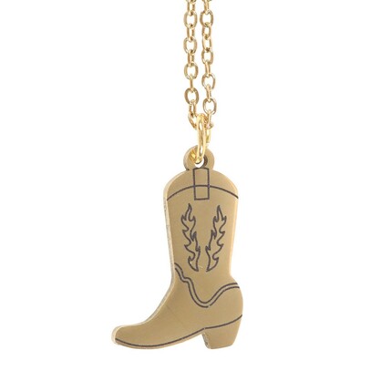 Pink Cowboy boot necklace with card