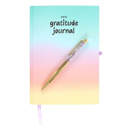 Mindful Moments gratitude journal with amethyst pen