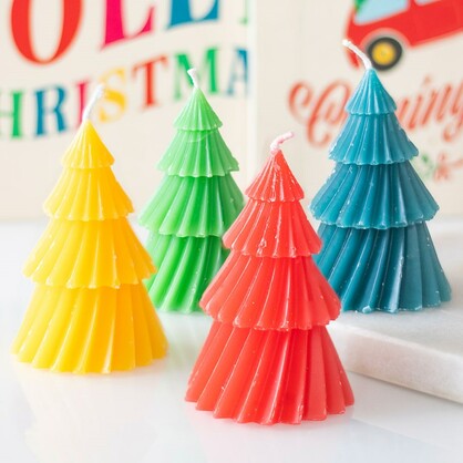 S/4 Colourful Christmas Tree Candles
