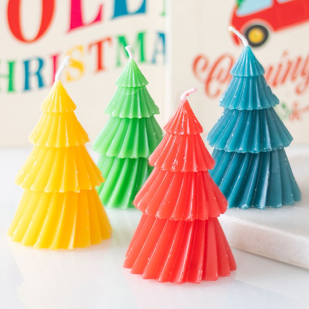 S/4 Colourful Christmas Tree Candles