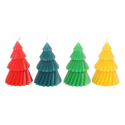 S/4 Colourful Christmas Tree Candles
