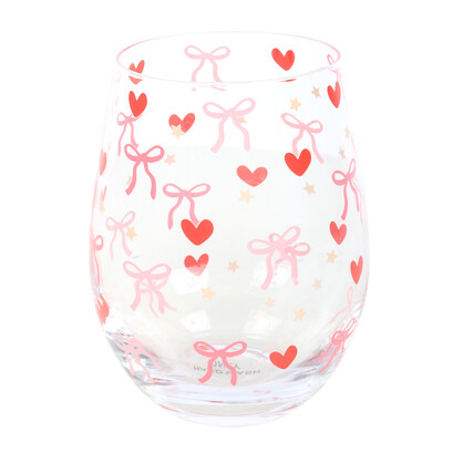 Bow Heart stemless glass