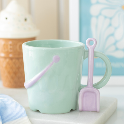 Pastel Bucket mug with spade spoon