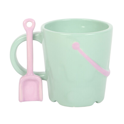 Pastel Bucket mug with spade spoon