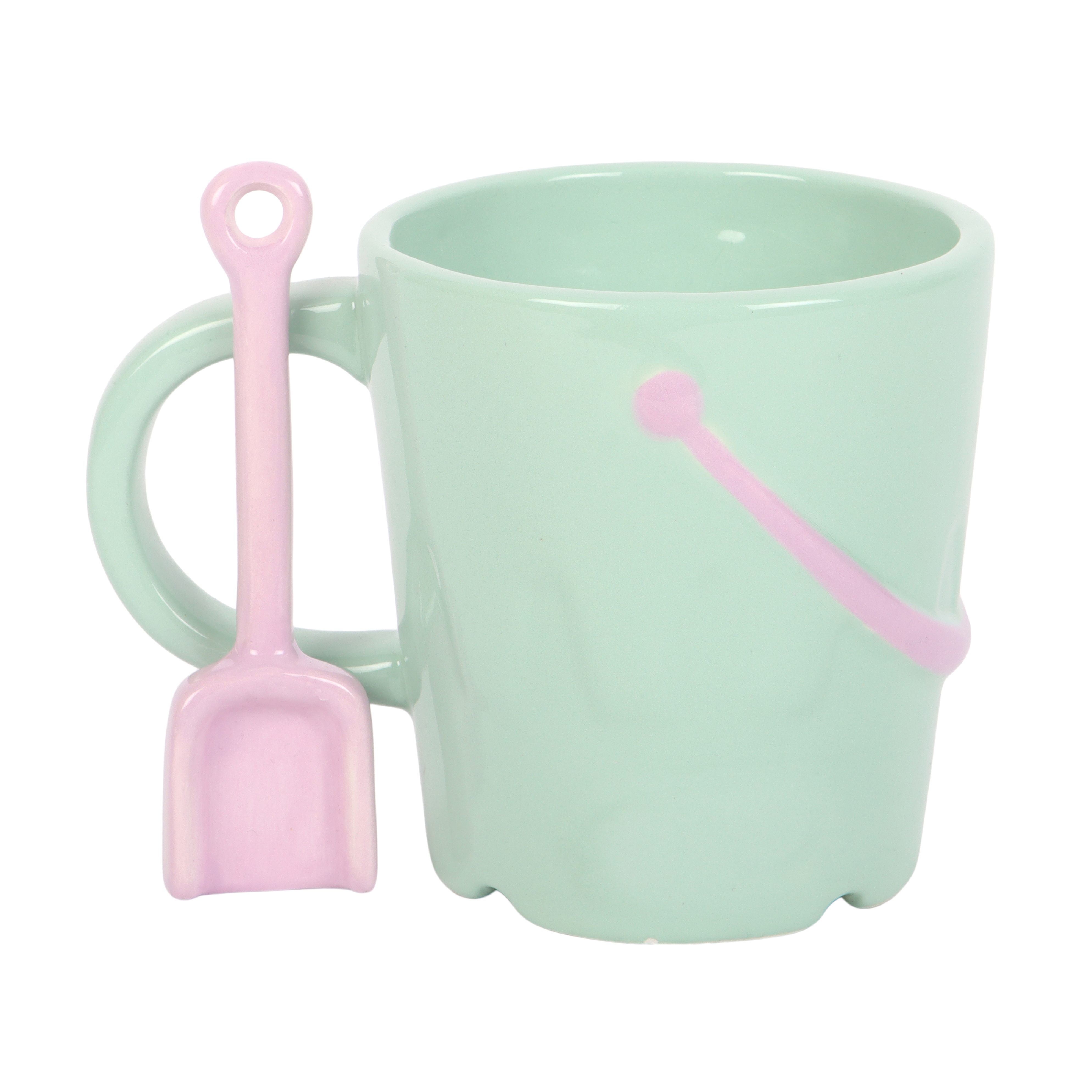 Pastel Bucket mug with spade spoon