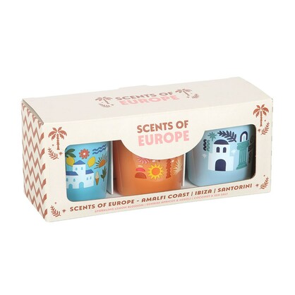 S/3 Scents of Europe glass candles