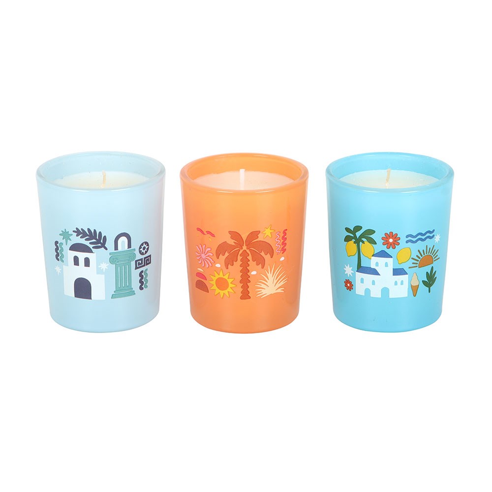 S/3 Scents of Europe glass candles