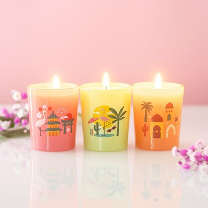S/3 Scents Around the World glass candles
