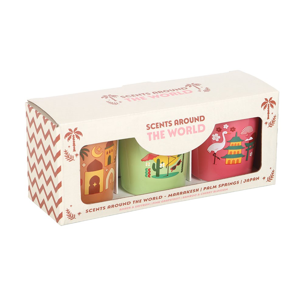 S/3 Scents Around the World glass candles