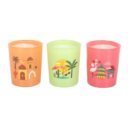 S/3 Scents Around the World glass candles