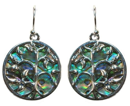 E1749 PAUA TREE ROUND EARRINGS