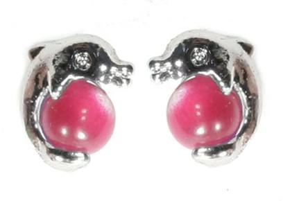 E1064  PINK DOLPHIN EARRING