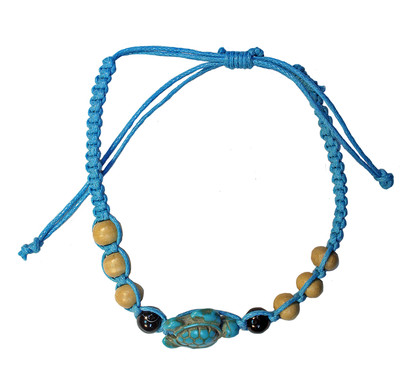 BR7018   BLUE TURTLE ADJUSTABLE BRACELET