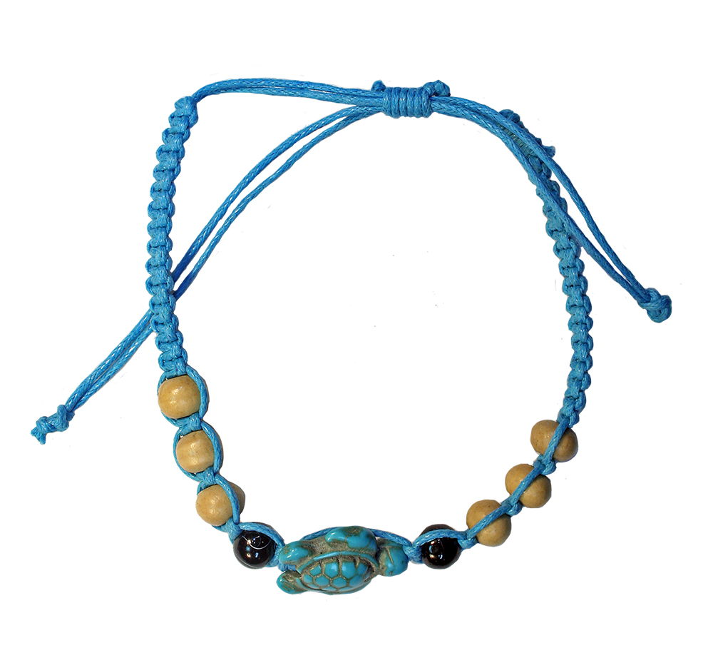 BR7018   BLUE TURTLE ADJUSTABLE BRACELET