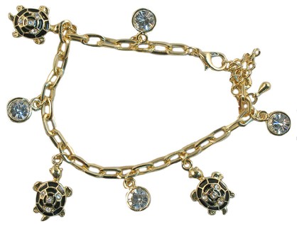 BR6468   GOLD WITH CRYSTAL TURTLE BRACELET