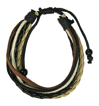 BR5356 6 STRAND NATURALS LEATHER BRACELET