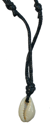 P6795 COWRIE SHELL ON BLACK ADJUSTABLE CORD