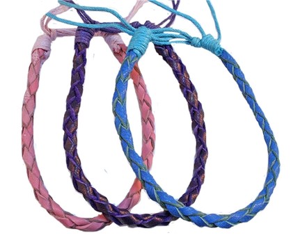 ANP6385 PINK, BLUE & PURPLE SET OF 3 ANKLETS